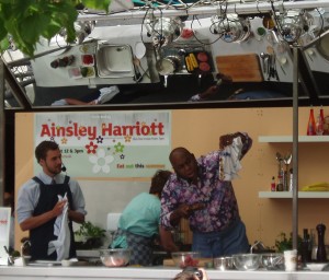 Ainsley doing a cooking demonstration in Basingstoke